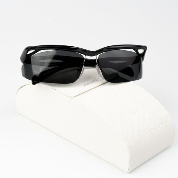 NEW Prada PRA25S 1AB5S0 Black Dark Grey Cat Eye Unisex Sunglasses 0PR A25S - Picture 1 of 15